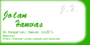 jolan hamvas business card